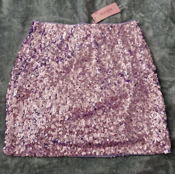 Lavender light purple Sequin Mini Skirt - Picture 2 of 2